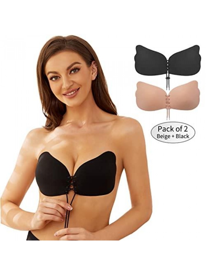 Push Up Sticky Bra Invisible Silicone Self Adhesive Bra for Women Strapless Backless Dress 