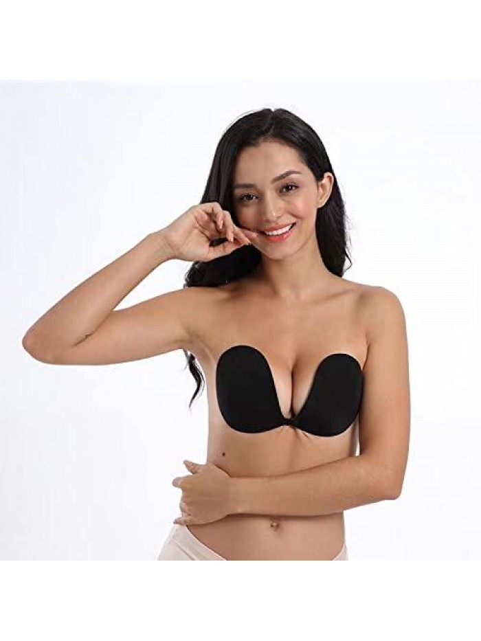 Strapless Sticky Bra Invisible Bra Push up Bra Women's Reusable Silicone Nipple 2 Pairs 