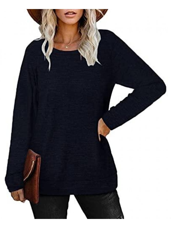 Sweatshirts For Women Long Sleeve Shirts Crewneck Plain Fashion Clothes Casual Sweaters Tops 