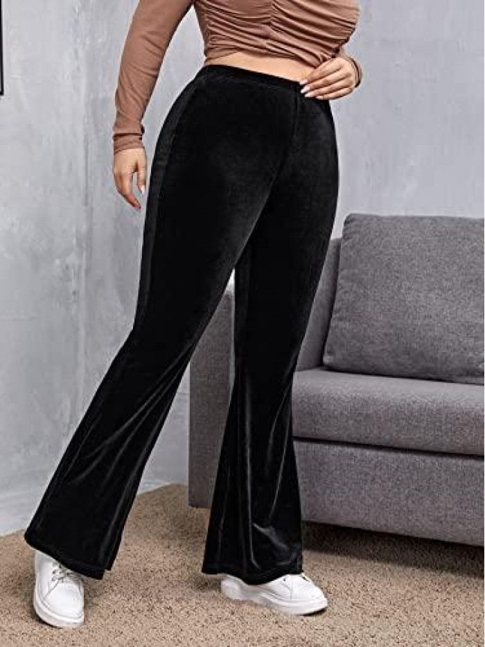 Women's Plus Size Velvet High Waist Flare Pants 