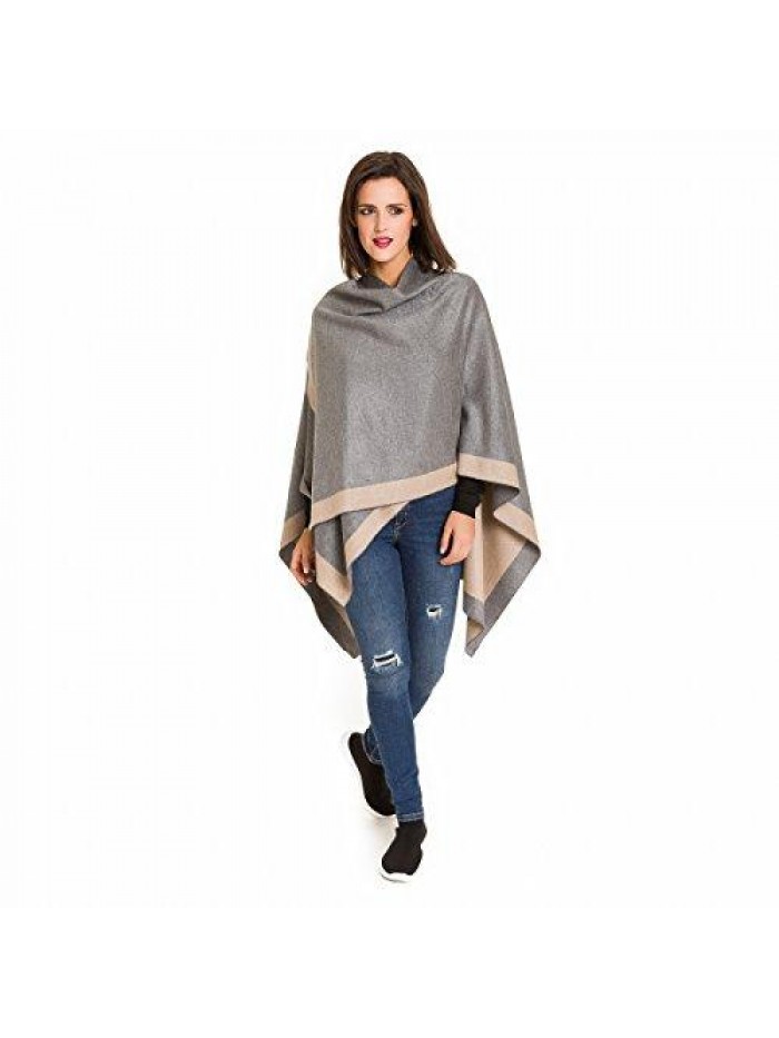 MELIFLUOS DESIGNED IN SPAIN Women's Shawl Wrap Poncho Ruana Cape Cardigan Sweater Open Front for Fall Winter