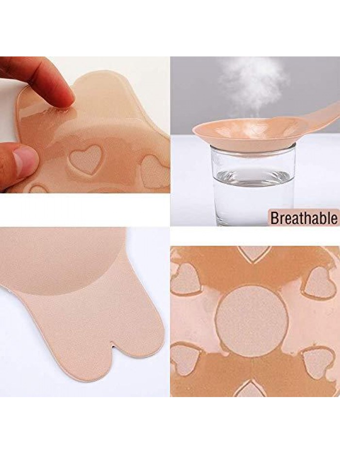 Pairs Sticky Bra Adhesive Invisible Bra, Backless Strapless Reusable Push Up Lift Nipple Covers for Women 