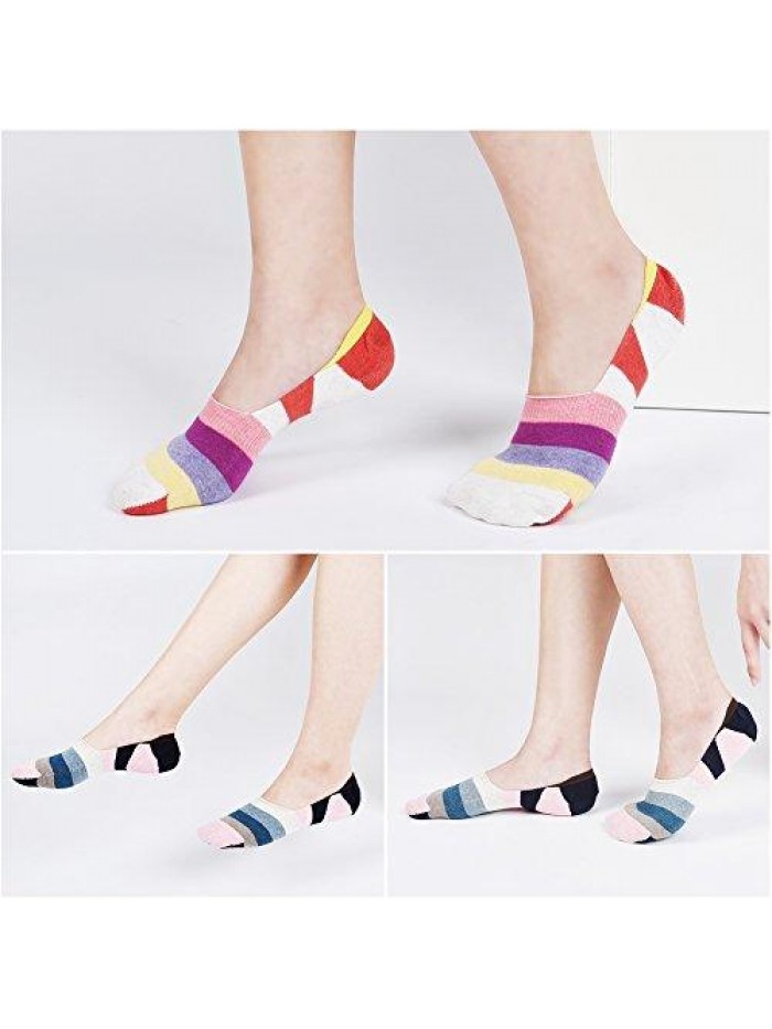 Show Socks Non Slip - Women Low Cut Cotton Invisible Sock for Slip On Shoes Loafer Athletics Sports Casual Woman Size 5-9 