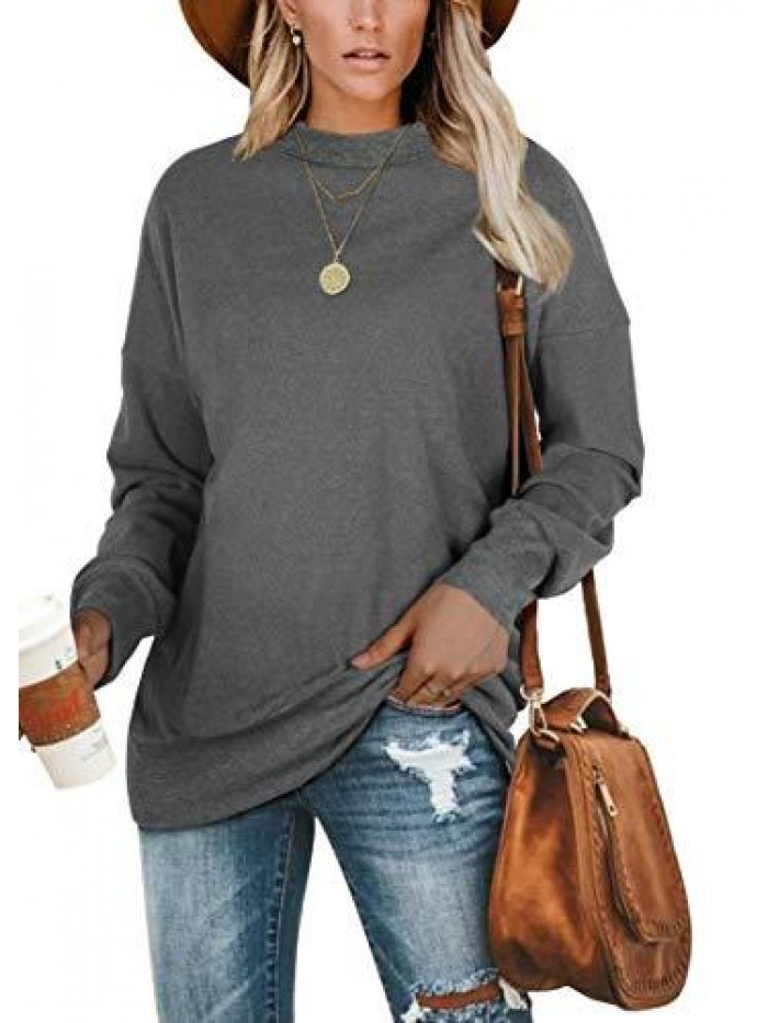 Tunic Sweatshirts for Women Oversized Crewneck Tops Long Sleeve 