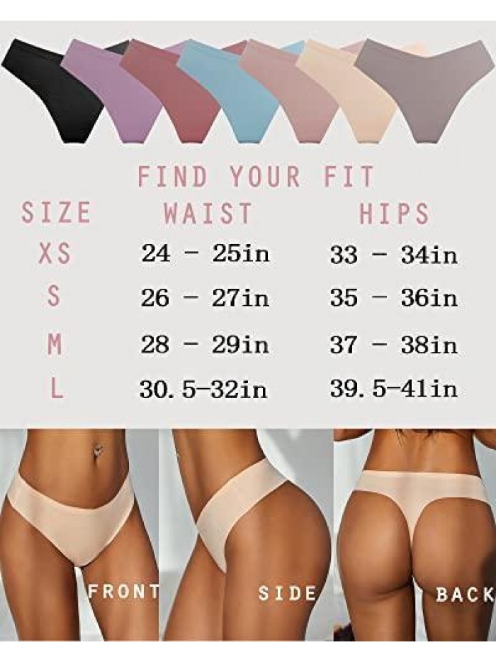 OF ME Seamless Thongs for Women V-waisted No Show Panties Stretch Breathable Sexy Thong Underwear XS-L 