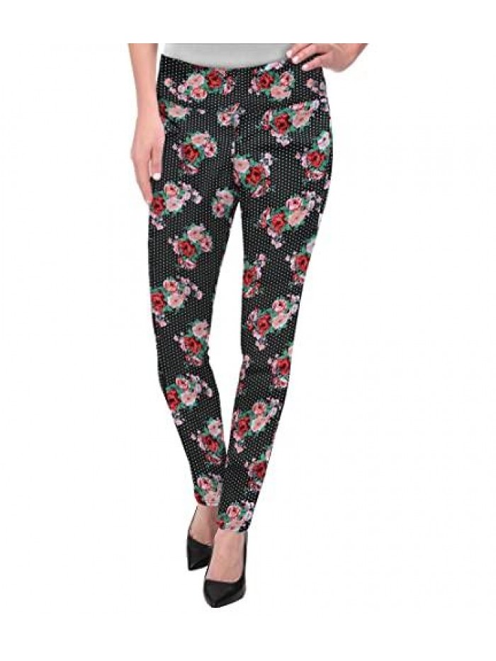 Company Women Office Dressy Leggings Skinny Trousers with Print  