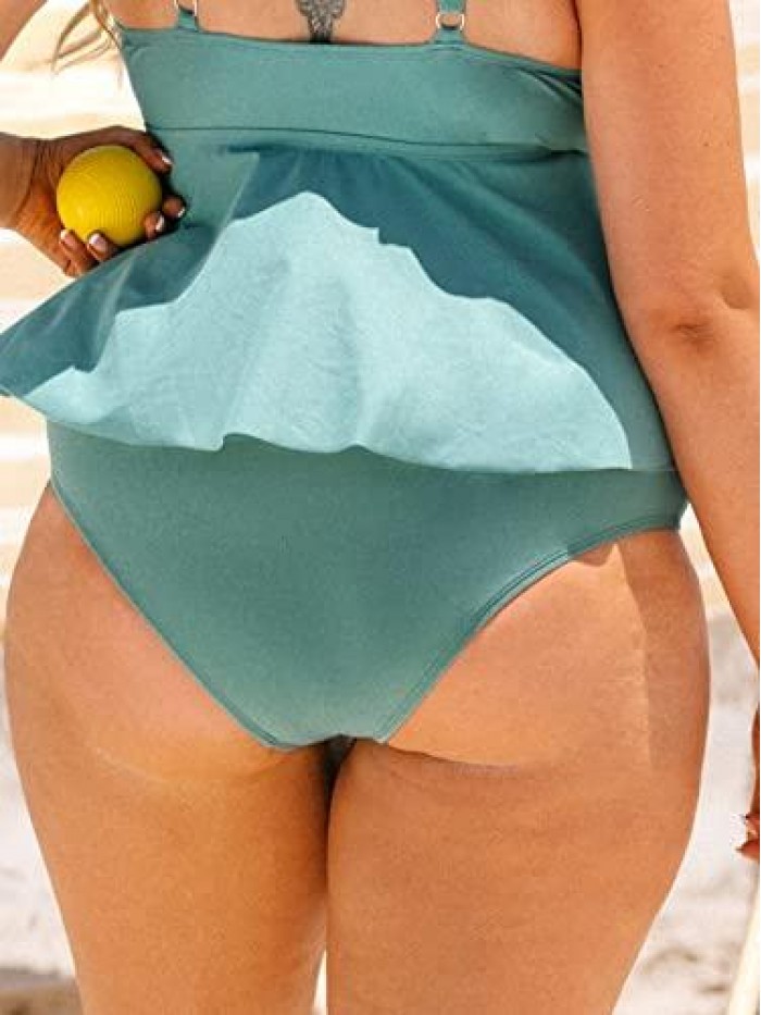 Women High Waist Plus Size Bikini Bottom Classic Coverage Bottom Blue 
