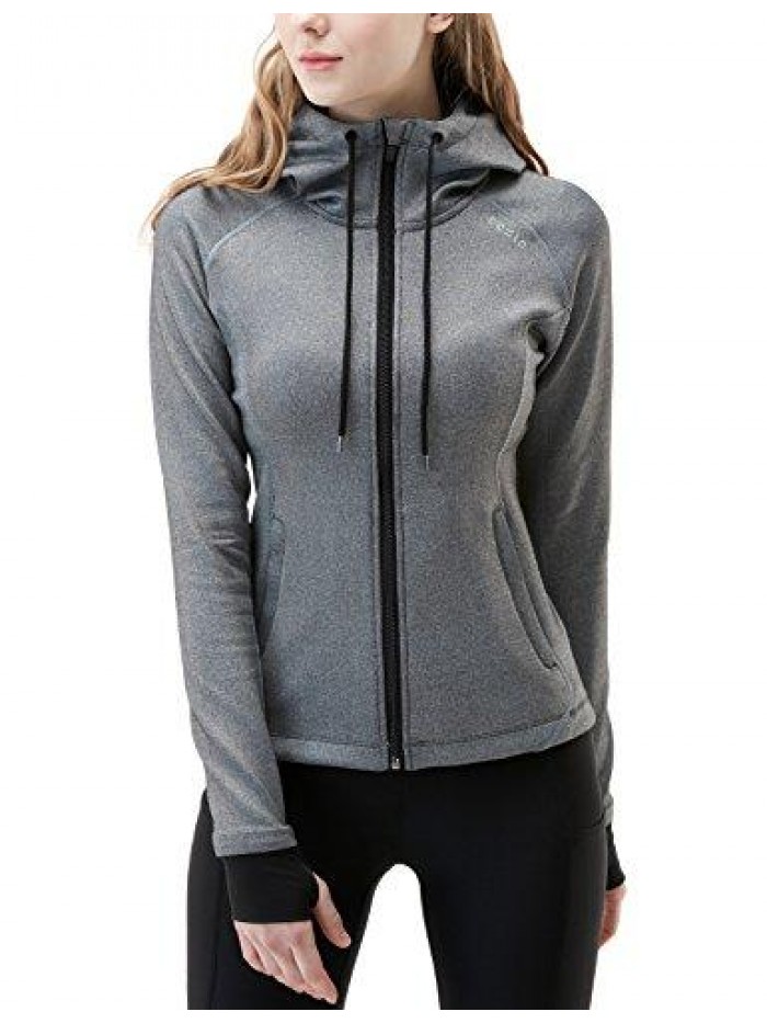 Women's Full Zip Workout Jackets, Long Sleeve Active Track Running Jacket, Lightweight Yoga Athletic Jacket 