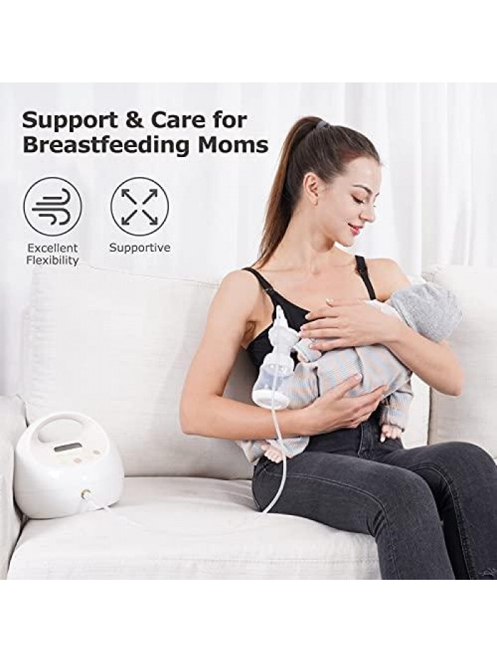 Free Pumping Bra, Momcozy Adjustable Breast-Pumps Holding and Nursing Bra, Suitable for Breastfeeding-Pumps by Lansinoh, Philips Avent, Spectra, Evenflo and More(Black,X-Small) 