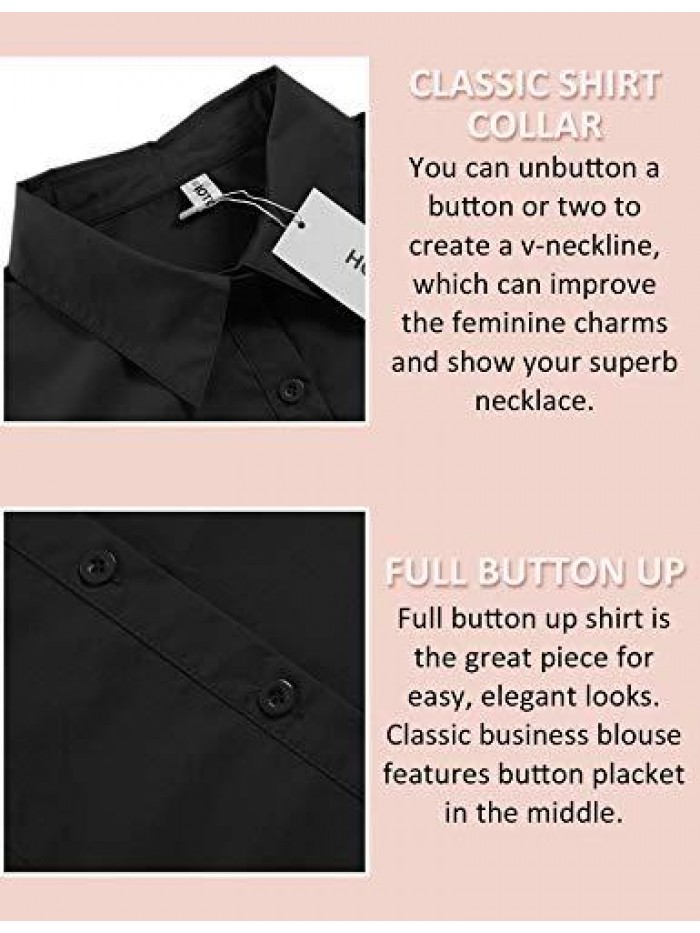 Womens Cotton Basic Button Down Shirt Slim Fit Dress Shirts 