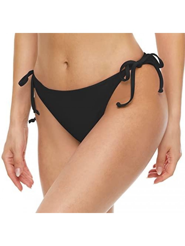 Women's Cheeky Brazilian Bikini Bottoms Tie Side Swim Bottom 
