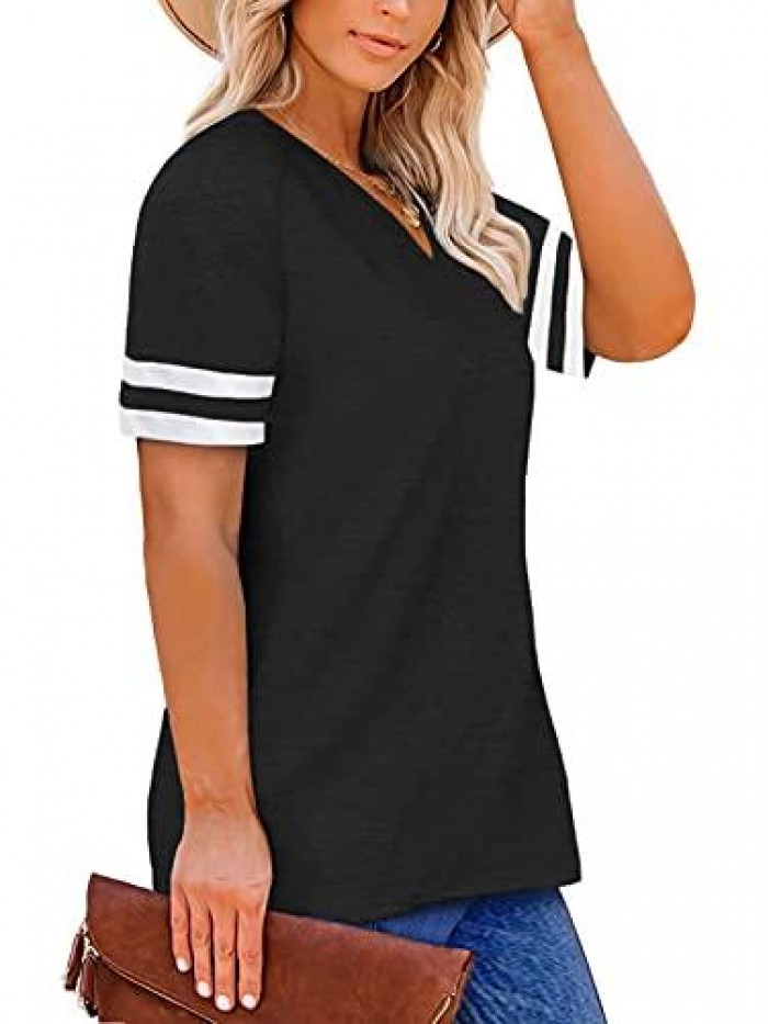 Plus-Size Tops for Women Short Sleeve Oversized Tunic Shirts 