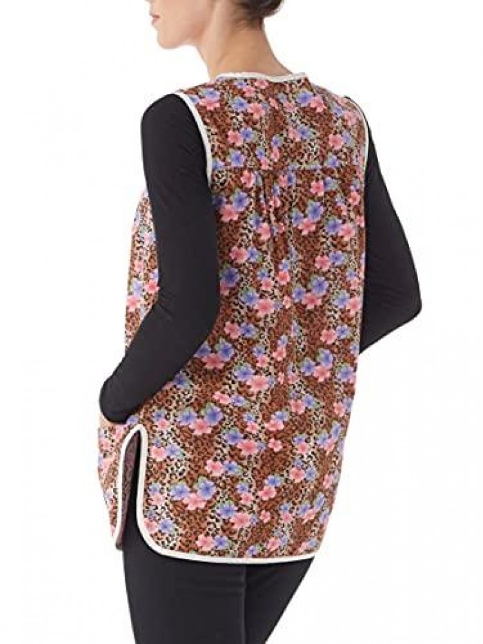 Easy-Care Snap Front Cobbler Aprons Vest with Two Patch Pockets 