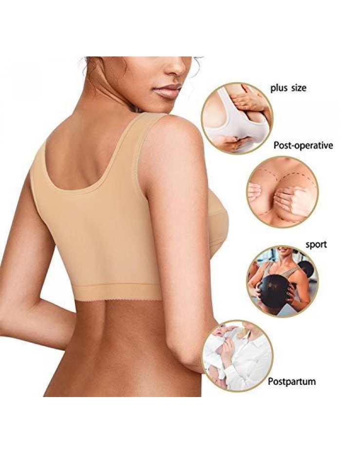 Women’s Front Closure Bra Post-Surgery Posture Corrector Shaper Tops with Breast Support Band 