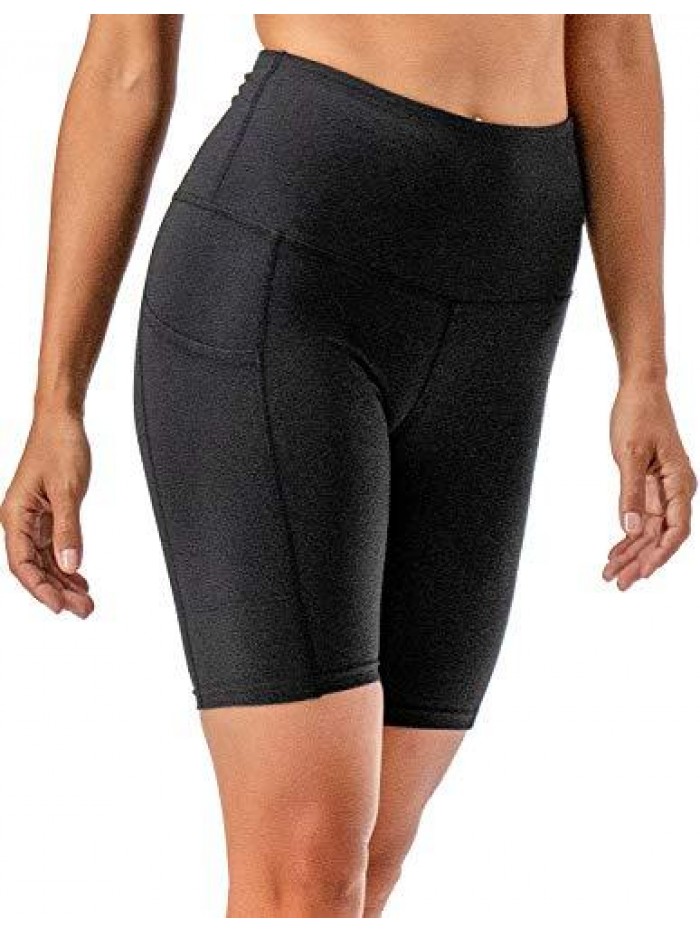 Women's 2-Pack High Waist Workout Yoga Running Exercise Shorts with Side Pockets 