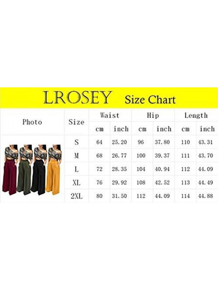 Women's Stretchy Solid Color High Waisted Wide Leg Palazzo Pants with Pockets 