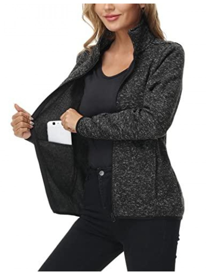 Matrix Women's Fleece Sweater Long Sleeve Full Zip Athletic Jacket with Pocket 