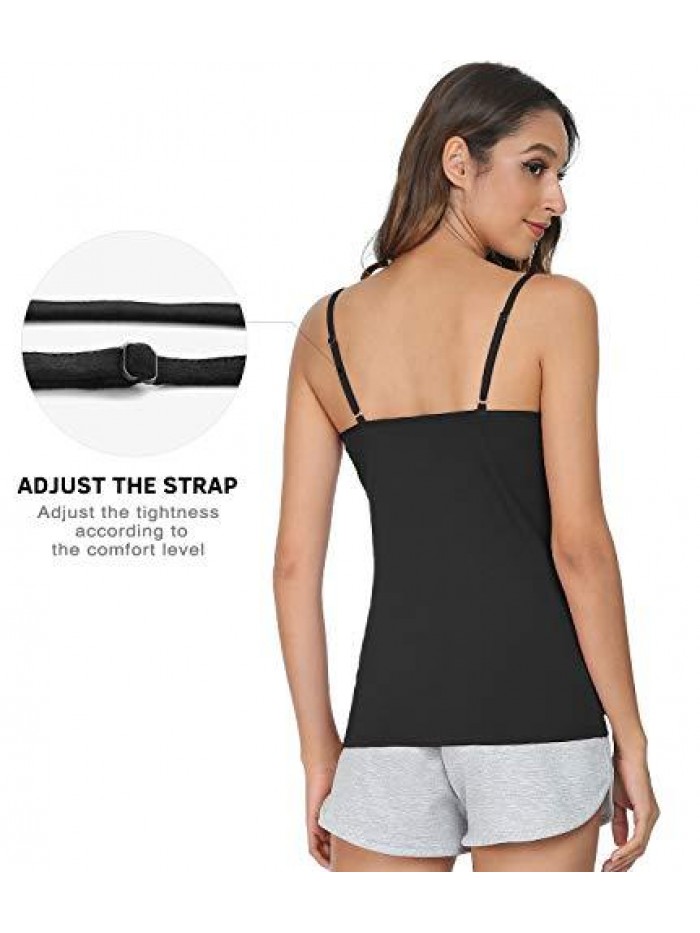 Women's Basic Solid Camisole Adjustable Spaghetti Strap Tank Top 