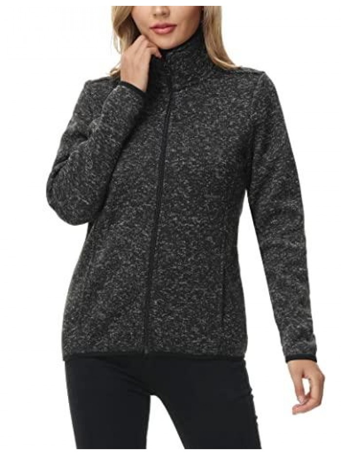 Matrix Women's Fleece Sweater Long Sleeve Full Zip Athletic Jacket with Pocket 