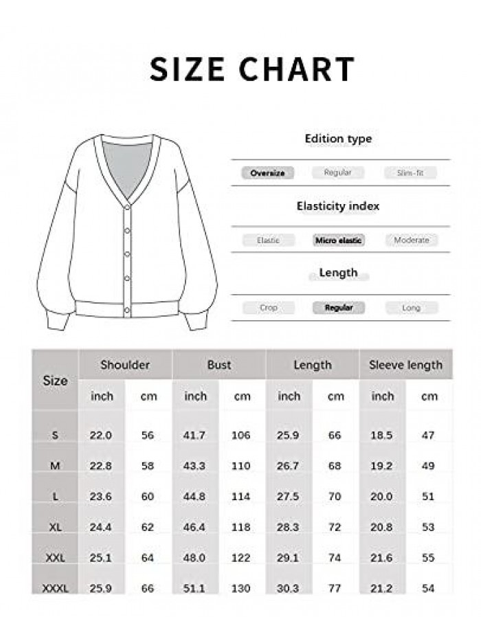 Women's Cardigan Sweater 100% Cotton Button-Down Long Sleeve Oversized Knit Cardigans 