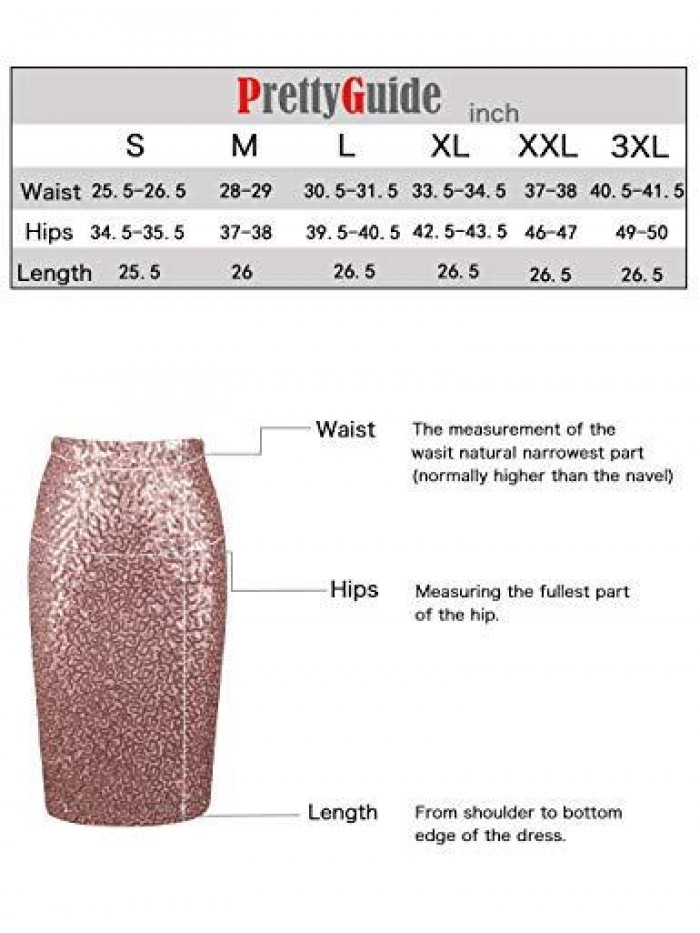 Women's Sequin Skirt High Waist Sparkle Pencil Skirt Party Cocktail 
