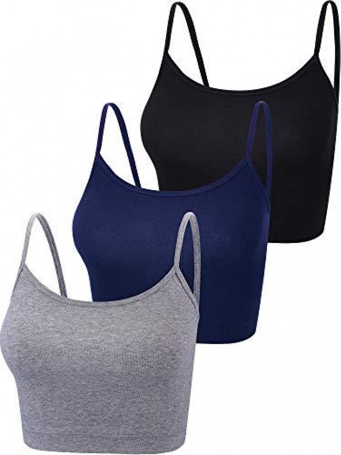 3 Pieces Spaghetti Strap Tank Camisole Top Crop Tank Top for Sports Yoga Sleeping 