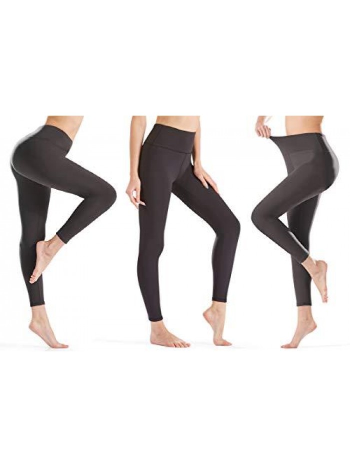 Womens Black High Waisted Leggings Pack Soft Slim Tummy Control Trousers Yoga Pants 