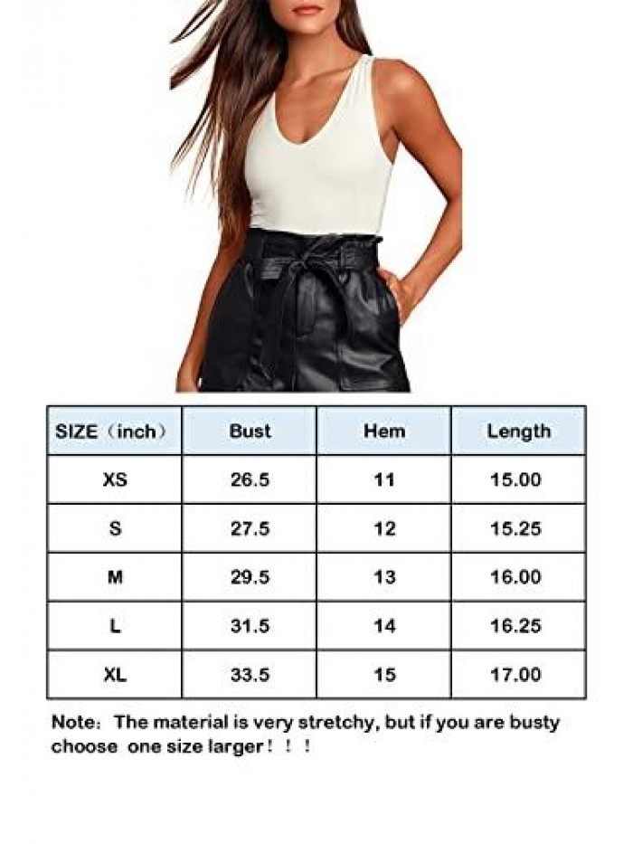 Women's V Neck Sleeveless Racerback Basic Crop Tank Top Workout Shirt Fitted Crop Top Tee Shirts 