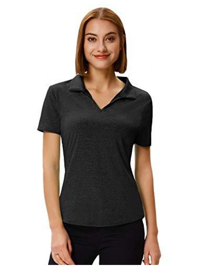 SMITH Women's Short Sleeve Sports Moisture-Wicking Polo Shirt T-Shirt Tops 