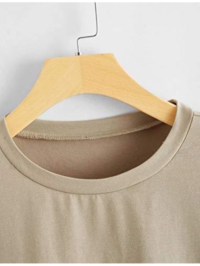 Women's Letter Graphic Print Oversize T Shirt Round Neck Drop Shoulder Longline Short Sleeve Tee Shirt Tops 