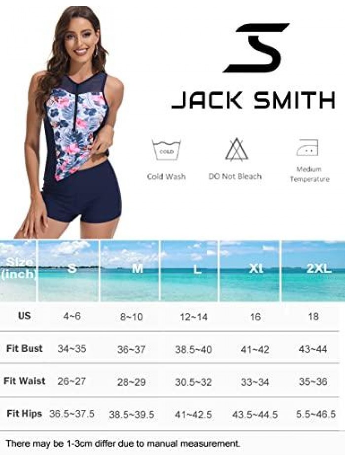 SMITH Women Tankini Swimsuits Chlorine Modest Two Piece Bathing Suits Tummy Control Swimwear with Boyshorts 