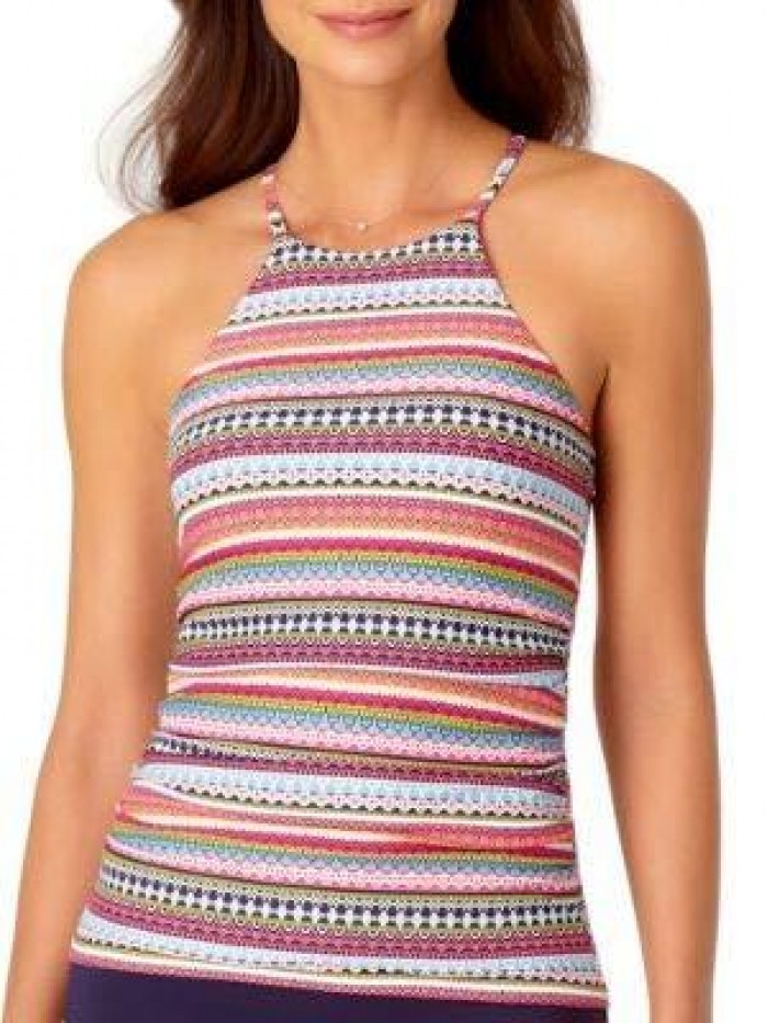 Cole Women's High Neck Tankini Swim Top with Strappy Back Detail 