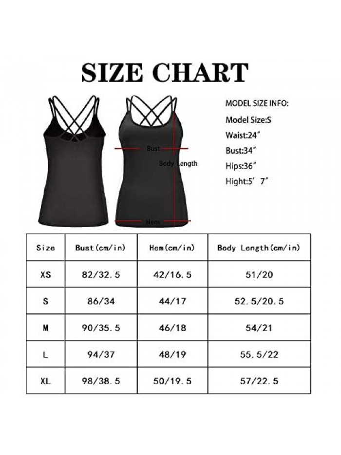 Yoga Tank Tops for Women with Built in Bra Workout Tops Yoga Shirts Athletic Camisole Longline Sports Bra Tanks 