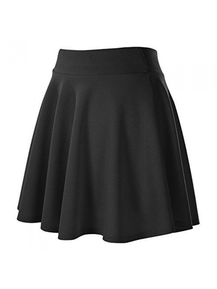 CoCo Women's Basic Versatile Stretchy Flared Casual Mini Skater Skirt 