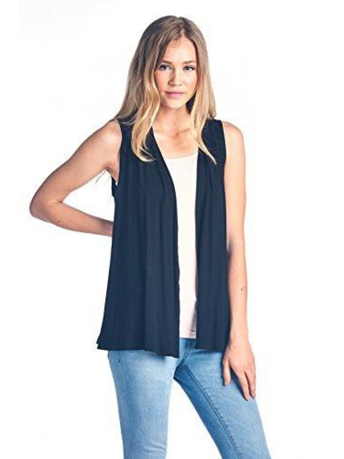 Sleeveless Extra Soft Bamboo Layering Casual Cardigan Vest - Made in USA 