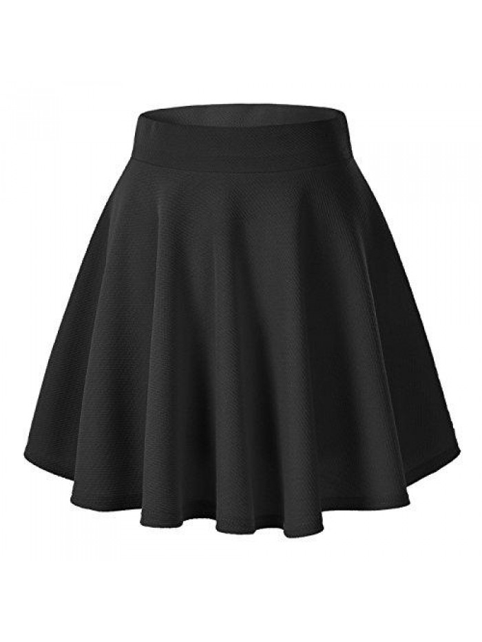 CoCo Women's Basic Versatile Stretchy Flared Casual Mini Skater Skirt 