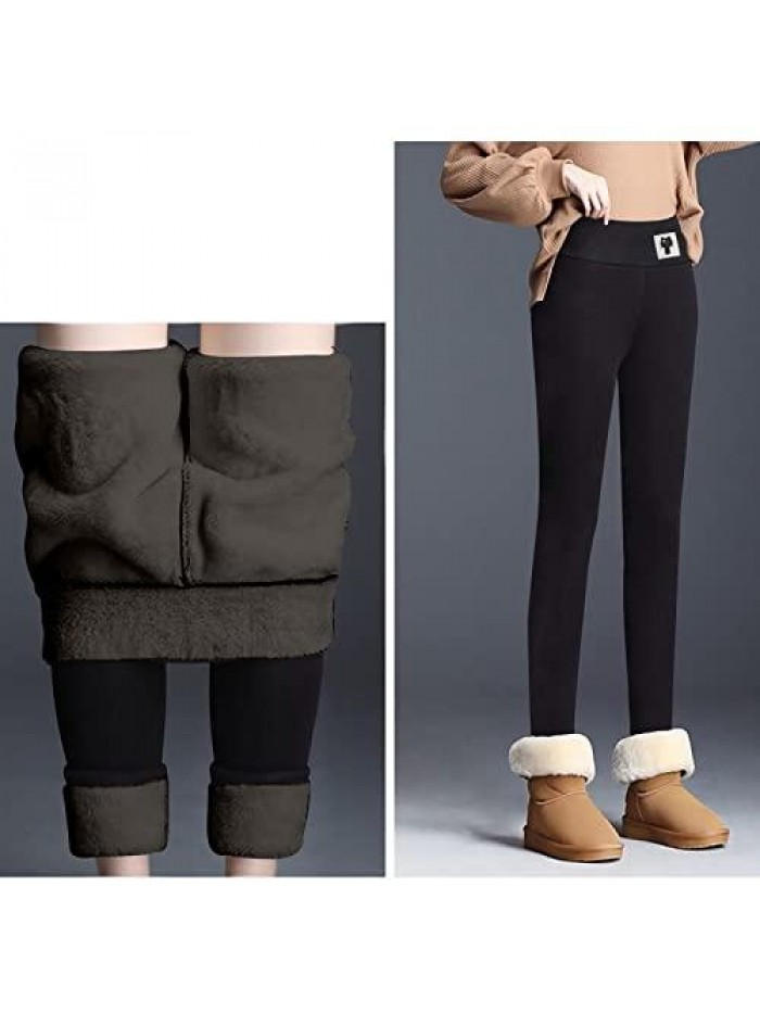 Lined Leggings Women Plus Size, Winter Warm Women Elastic Leggings Pants Fleece Lined Thick Tights 