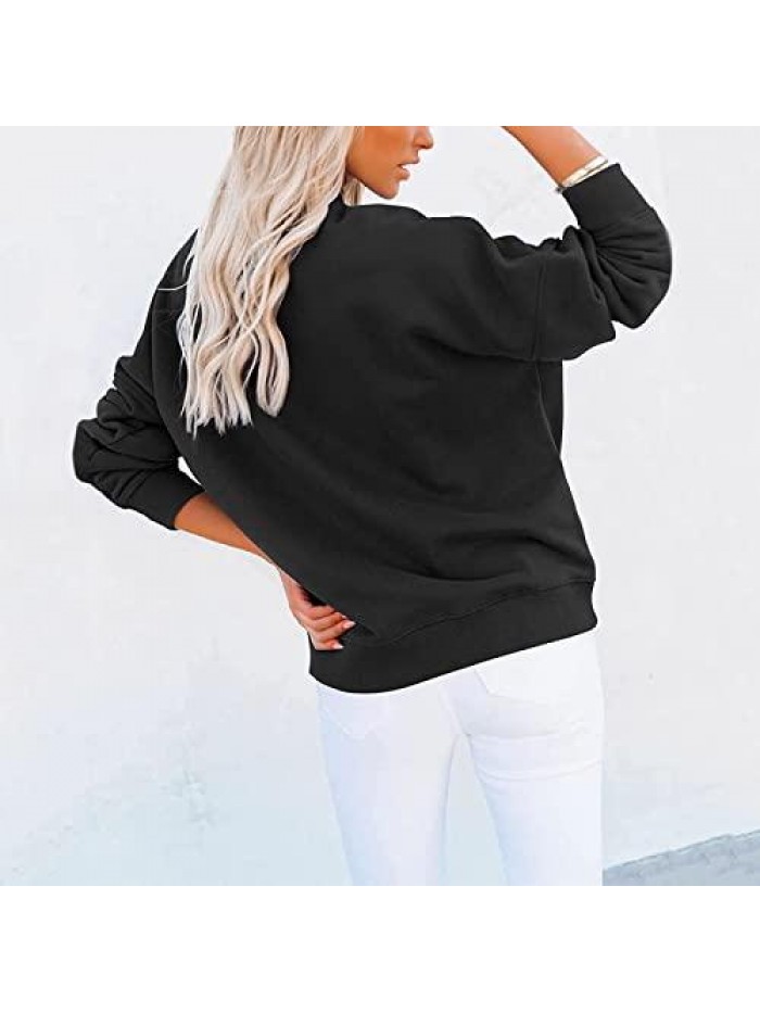 Womens Casual Mock Turtleneck Sweatshirts Long Sleeve Solid Color Basic Pullover Tops with Pockets 