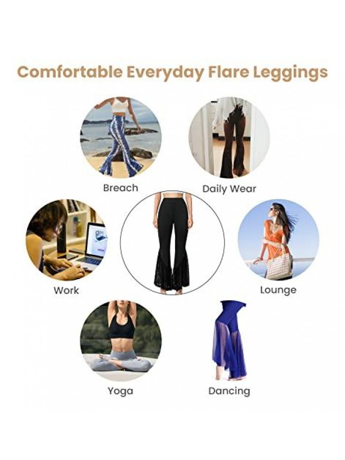 Bottom Pants for Women - High Waisted Flare Leggings Wide Leg Bootcut Yoga Pants  