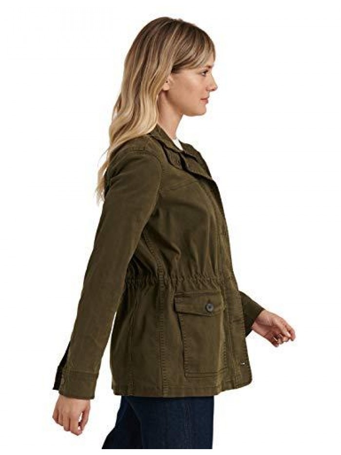 Brand Women's Long Sleeve Button Up Two Pocket Utility Jacket 