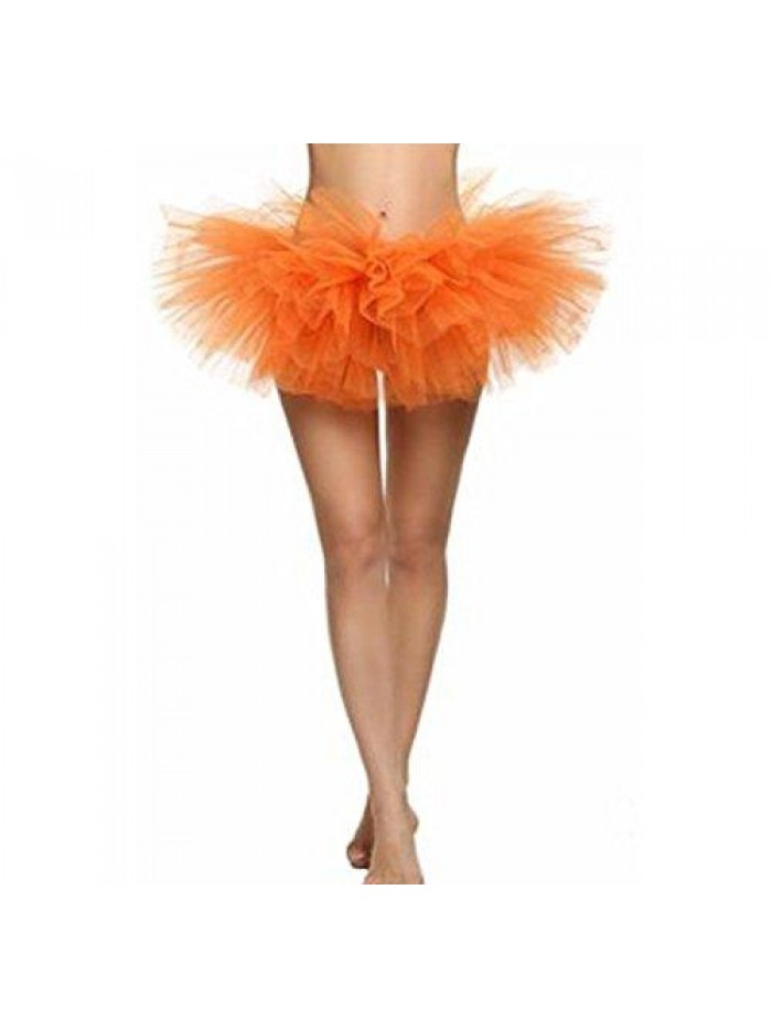 Women's Classic 80s Adult Elastic Mini, Short Tulle Tutu Puffy Ballet Skirt 
