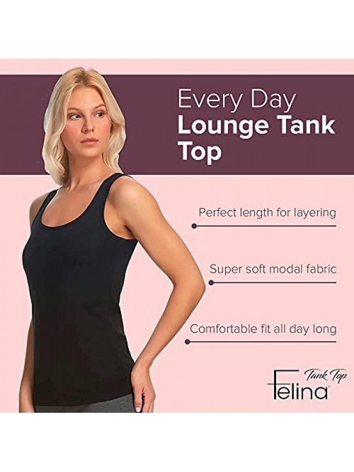 Stretch Layering Women’s Tank Top - Seamless Cotton Tank Top for Women, Workout Top (3-Pack) 