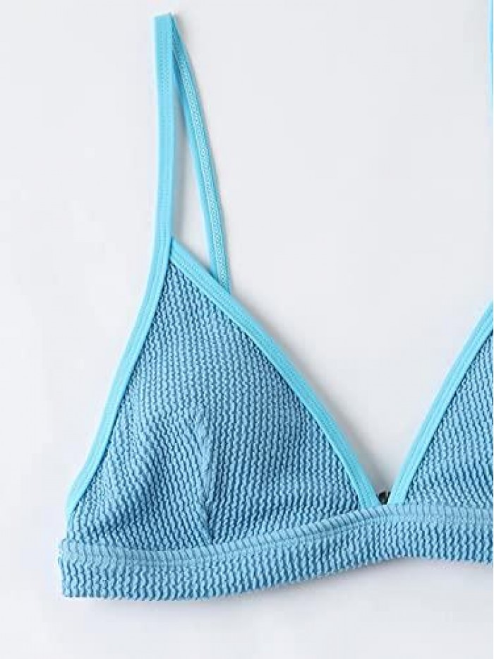 Women's Sexy Textured Triangle Tanga Bikini Swimsuit 