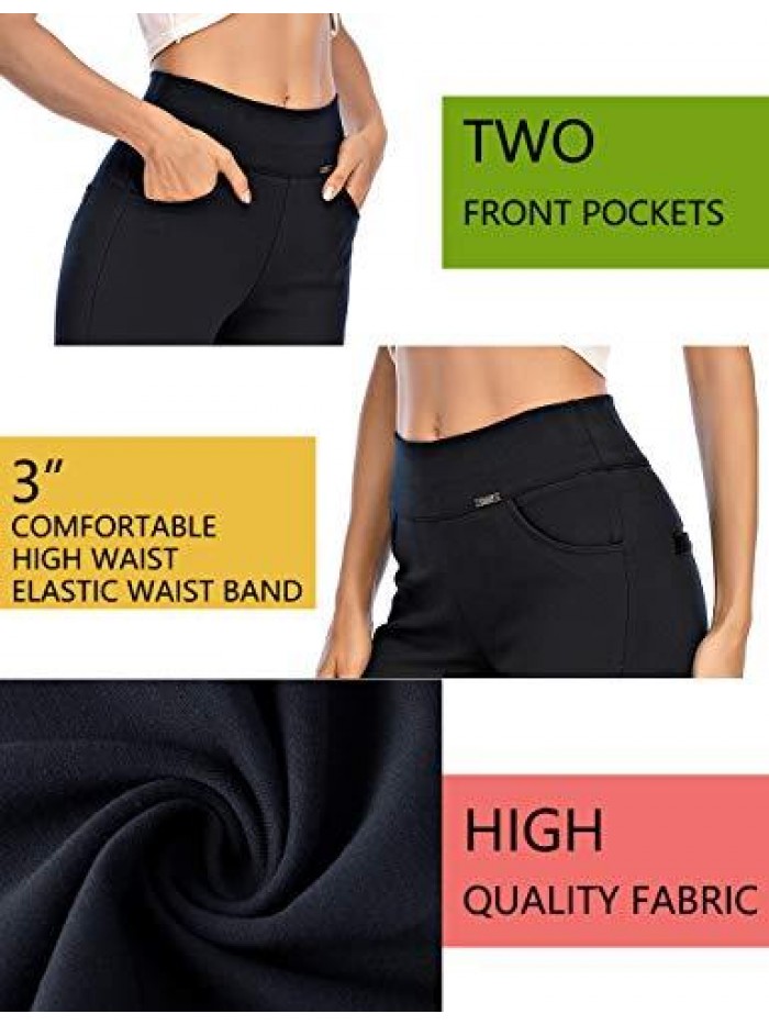 Dress Pants for Women Comfort Stretch Slim Fit Leg Skinny High Waist Pull on Pants with Pockets for Work 