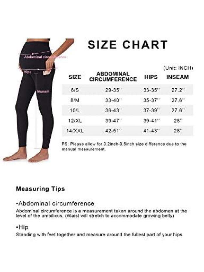Women's Maternity Fleece Lined Leggings Over The Belly Pregnancy Winter Warm Yoga Workout Active Pants with Pockets 