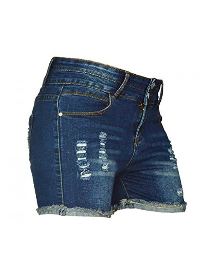 Women's Sexy Stretchy Fabric Hot Pants Distressed Denim Shorts, Size 2-16 