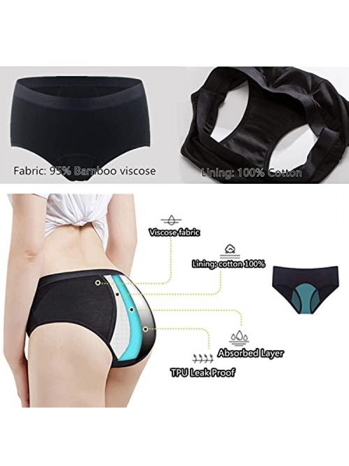 Period Panties Heavy Flow Women Absorbent Leak Proof Panty Postpartum Pants Menstrual Underwear Briefs 3 Pack 