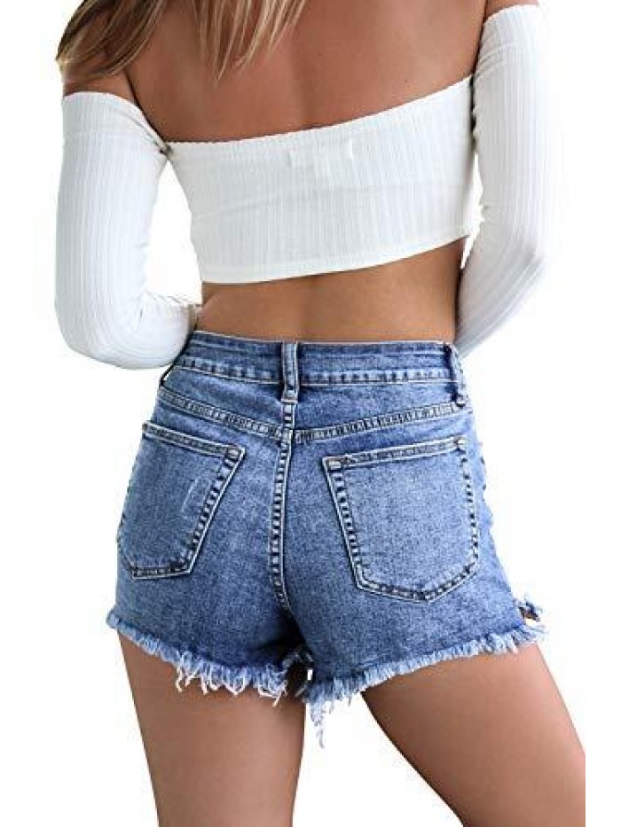 Women's Sexy High Waisted Stretch Mini Denim Shorts Hot Pants Clubwear 