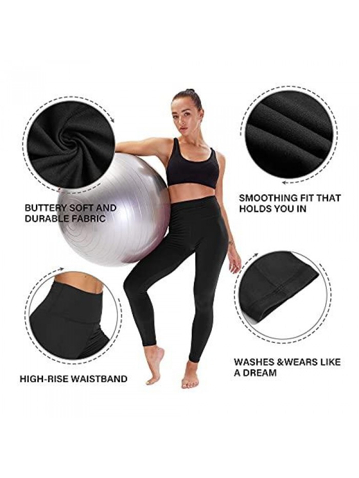 3 Pack High Waisted Leggings for Women - Buttery Soft Workout Running Yoga Pants 