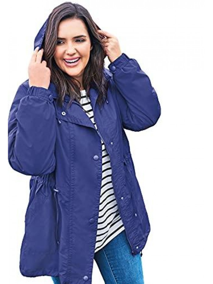Within Women's Plus Size Fleece-Lined Taslon Anorak Rain Jacket 
